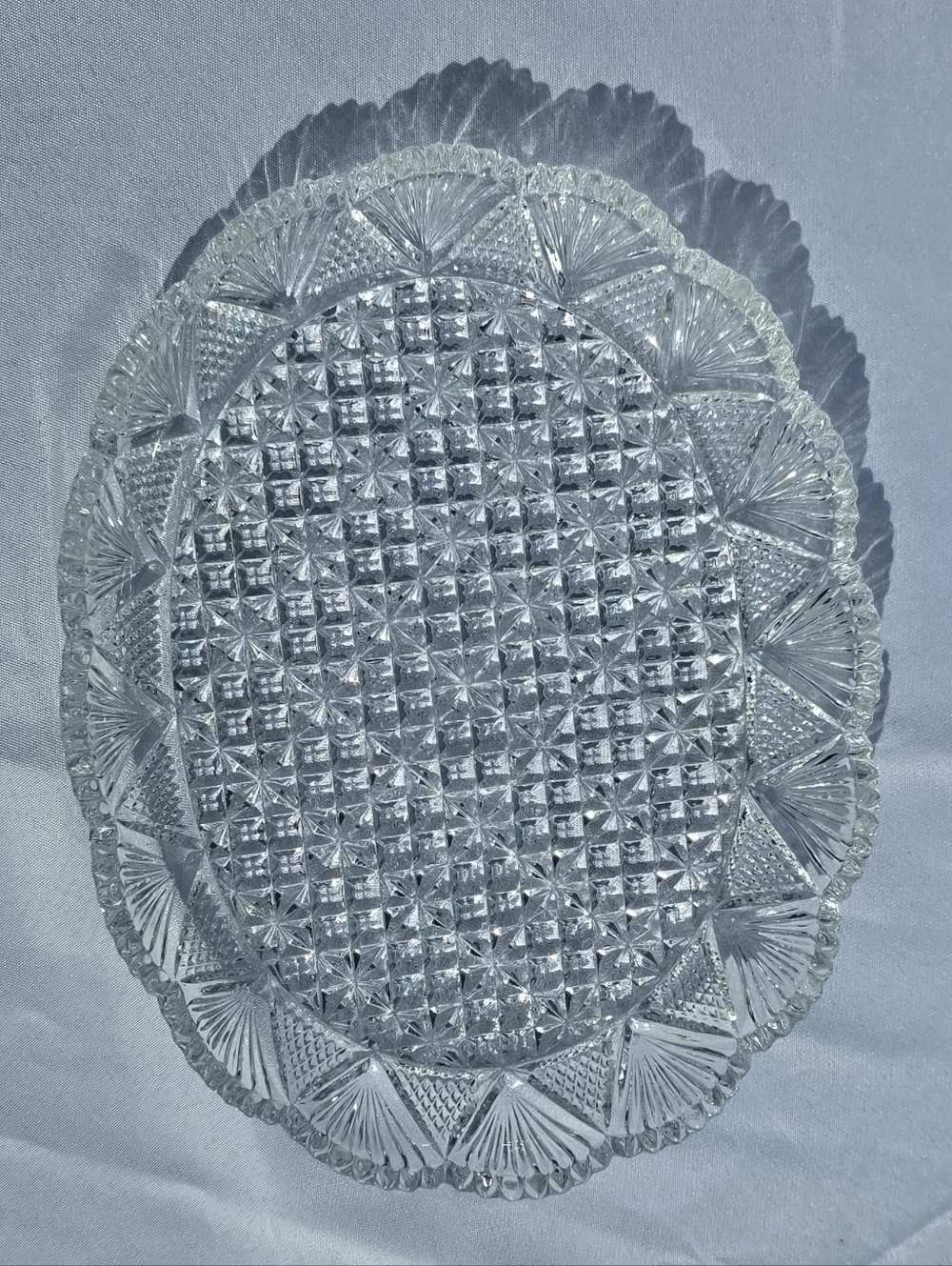 Vintage Mikasa Georgian Cut Crystal Oval Serving Platter Lead Crystal Tray
